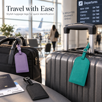 Étiquette de bagage en cuir PU avec logo personnalisé, rabat de confidentialité, étiquette de valise, étiquette de bagage de voyage OEM ODM, cadeau d'entreprise, vente en gros