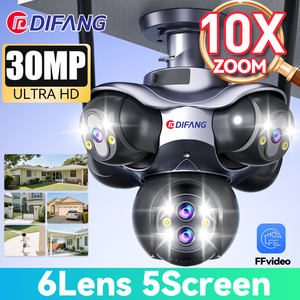 5 Bildschirme 10-fach Zoom WLAN-Kamera Außenbereich 30MP 6-Linsen CCTV-Kamera PTZ Sicherheits-IP66 Wasserdichte Bewegungserkennung Alarmierende IP-Kamera - Product Image 1