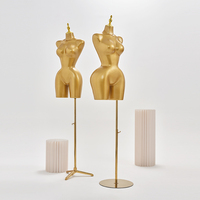 Mannequin de Buste Femme Économique Peint Or, pour Robes de Soirée, Mannequin Adultes BBL pour Présentation de Vêtements