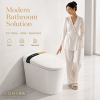 Toilette intelligente Comara en céramique, à poser au sol, avec siphon en S, séchage à l'air, désodorisation automatique, télécommande incluse, design moderne, cuvette