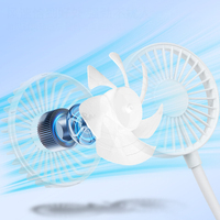 Ventilateur portable et de bureau rotatif à 360°, rechargeable, magnétique, en plastique, manuel, à piles, pour le bureau et l'extérieur