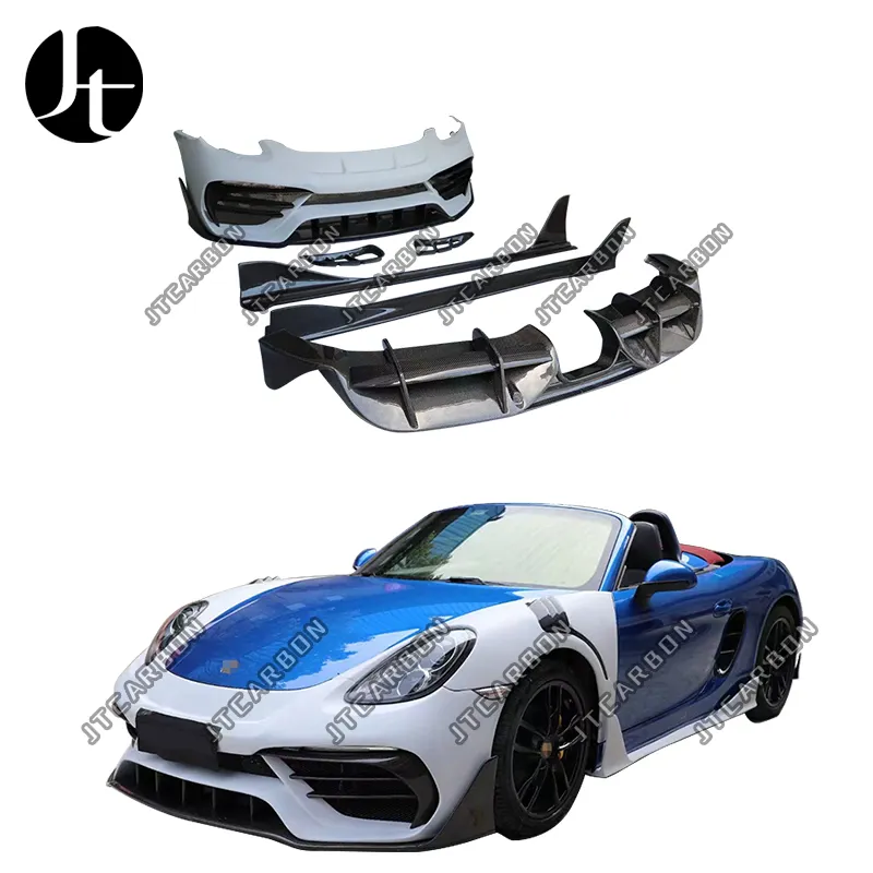 Per Porsche Boxster Cayman 981 paraurti anteriore diffusore posteriore minigonne laterali Kit corpo aerodinamico stile PD 2013-2016