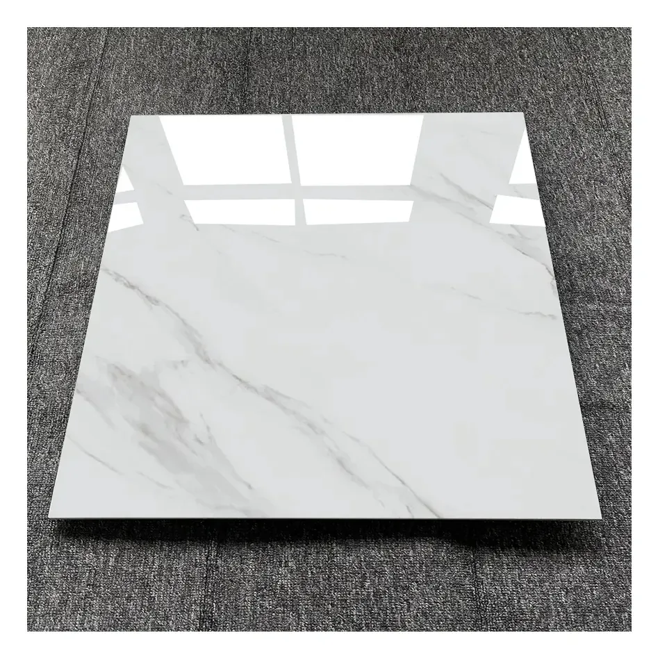 Best wholesale ceramic glazed marble look tiles wall interior white carrara porcelain living room floor tile 600x600