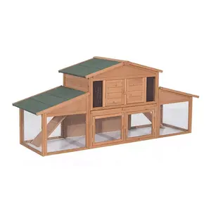 Wooden Outdoor Indoor Roof Waterproof Bunny Hutch Rabbit Cage Guinea Pig Coop Pet House with Stairs and Cleaning Tray