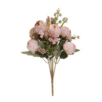 Künstliche Pfingstrosen-Blumensträuße für Hochzeit, Valentinstag, Heimdekoration, Beflockte Feuchtigkeitsspendende Textur für Innen/Außen, Abschlussfeier