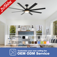 1stshine LED Ventilateur de Plafond 65 Pouces Industriel 3 Couleurs Led Light Grand Ventilateur de Plafond avec Smart APP Control