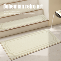 Nouveau design de tapis d'intérieur personnalisés en gros pour escalier Beige abstrait Faux cachemire doux Teppich antidérapant marches d'escalier tapis
