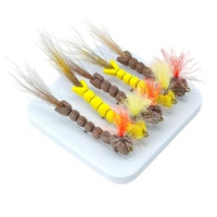 Prix d'usine, 4 pièces par boîte, mouches artificielles en mousse bionique, mouches sèches Mayfly nouées à la main avec 8 hameçons #   Ensemble de leurres à mouches avec hameçons barbelés et plumes naturelles