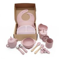 Vaisselle sans BPA en gros d'usine, ensemble de dîner pour enfants, bol d'alimentation en silicone, plaque d'aspiration pour tout-petits, ensemble de sevrage en silicone