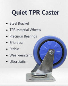 รถเข็นแพลตฟอร์ม PP 2 ชั้น ล้อ TPR สีน้ำเงินเงียบสำหรับงานอุตสาหกรรม ขนาดใหญ่ 65*110 ซม. รับน้ำหนักได้ 500 กก. สำหรับขนย้ายสินค้า - Product Image 5