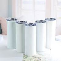 Gobelet à vin en acier inoxydable de 20oz à double paroi, mince et droit, à sublimation blanche améliorée en vrac