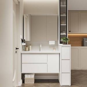 Customized waterproof <b>side</b> storage partition cabinet ceramic seamless basin honeycomb aluminum bathroom cabinet - Product Image 1