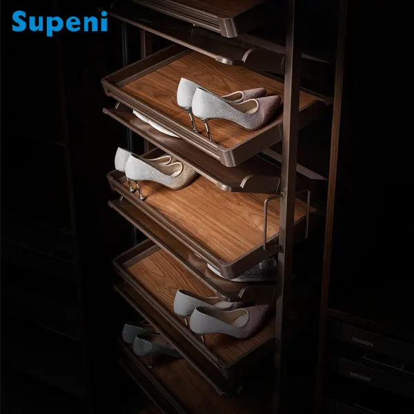 Shoe Rack Cabinet Supeni Wooden Cloakroom 360-degree Shoe Cabinet Shelf Swivel Multifunctional Telescopic Shoe Rack