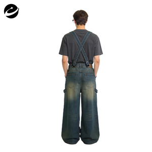 XUCHANG Original Designer Custom Classic Vintage <strong>Dungaree</strong> Jumpsuit Manufacturer Jeans Cotton Oversized Baggy Denim Overalls Men - Product Image 2