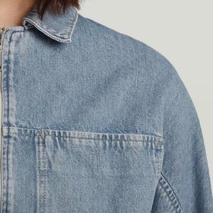 แจ็คเก็ตยีนส์วินเทจทรงหลวมแบบขายส่ง OEM ชายเสื้อฉีกขาด แขนยาว ครอปท็อป แจ็คเก็ตยีนส์ลำลองสำหรับผู้หญิง - Product Image 5