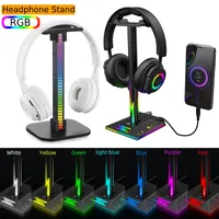 Support pour casque avec lumières RVB et ports USB de type C, support pour casque de jeu pour tous les casques, accessoires de jeu pour PC, bureau