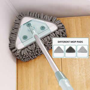 Vadrouille triangulaire <span class=keywords><strong>rotative</strong></span> avec long manche, vadrouille plate en microfibre <span class=keywords><strong>brosse</strong></span> de <span class=keywords><strong>nettoyage</strong></span> <span class=keywords><strong>rotative</strong></span> essuie-glace nettoyeur de vitres - Product Image 1