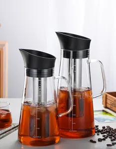 1600 ml aufgeblasen Frucht-Tee-Saft Getränk Glas-Kessel Glas-Tee-Kug Verdickungsglas Karaffe mit Edelstahl-Infusionsbehälter