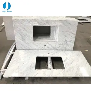 2023 diseños modernos, encimeras cuadradas de piedra de mármol, baño único tallado a mano, tocador de mármol de Carrara con fregadero