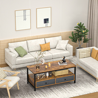 Table basse moderne en bois avec tiroirs de rangement et design extensible pour salon, montage facile