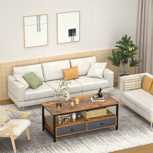 Tavolino da <span class=keywords><strong>Caffè</strong></span> Moderno <span class=keywords><strong>in</strong></span> Legno con Cassetti Portaoggetti e Design Estensibile per Soggiorno, Facile da Montare - Product Image 3