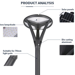 Lampes solaires LED de jardin à poteau, super lumineuses, étanches, en aluminium moulé sous pression, à commande lumineuse, 50 W, SMD, IP65 - Product Image 2
