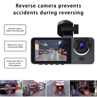 Dashcam Terintegrasi 1080p 3 Kanal dengan Wifi dan GPS Kamera Depan dan Belakang dengan Fitur Parkir dan Deteksi Gerakan untuk Mobil