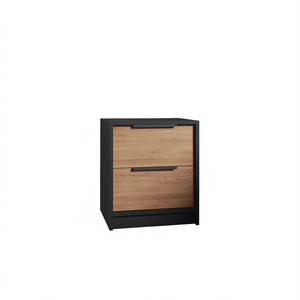 Mesita de Noche Negra Wengue de 2 Cajones, Mueble Moderno para Dormitorio, Diseño Elegante para el Hogar - Product Image 1