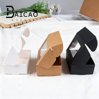 Boîte d'emballage en carton kraft imprimée UV faite à la main pour bijoux et savons, avec fenêtre, réutilisable