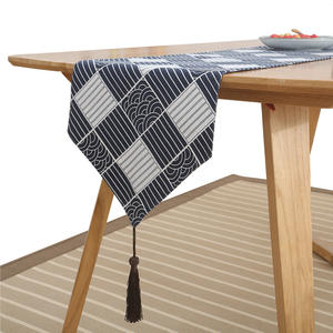 Nappe de table <span class=keywords><strong>en</strong></span> <span class=keywords><strong>lin</strong></span> <span class=keywords><strong>et</strong></span> coton de style japonais, motif quadrillé, tapis de thé, nappe vintage zen, set de table pour dîner à la maison - Product Image 5