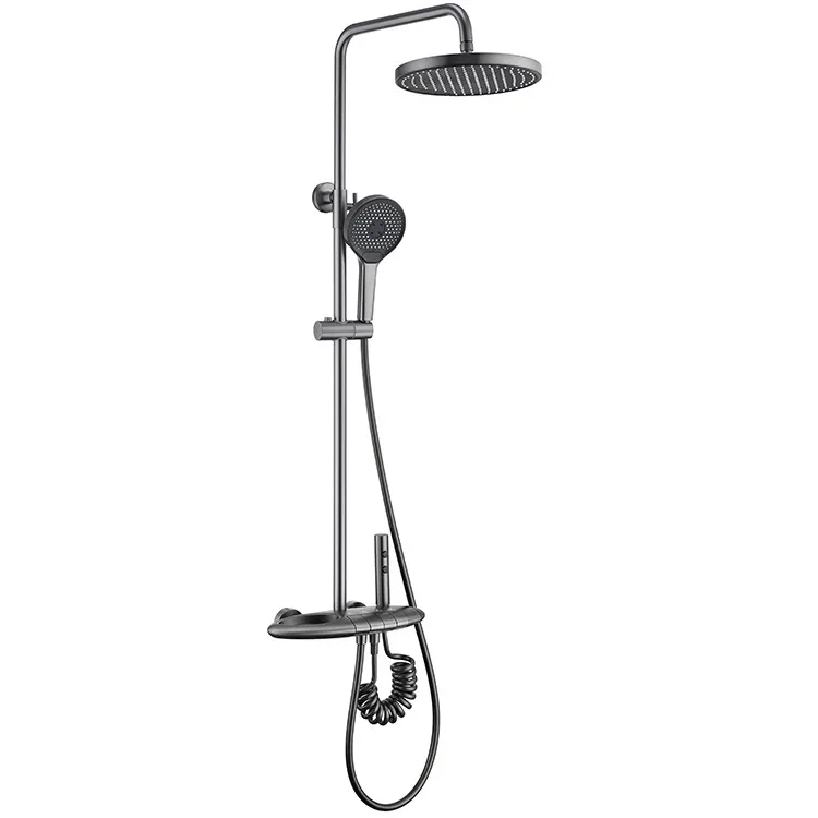 Shower set kamar mandi dinding modis, mixer shower air hujan kuningan mewah pasang di dinding gaya Piano sistem shower