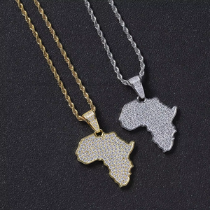 Africa pendant, hip hop jewelry men's and women's <b>necklaces</b>, <b>solid</b> zirconium pendant - Product Image 2
