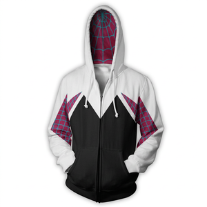 Sudadera con capucha para hombre con cremallera, diseño de telaraña en blanco y negro, manga raglán, forro polar. - Product Image 1