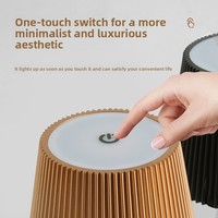 Lampe de table LED de luxe à base incurvée, sans fil, rechargeable, avec abat-jour plissé en ABS, à intensité tactile, pour chevet, restaurant, bar, chambre