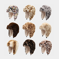 Chapeaux d'hiver épais en fausse fourrure de lapin à motif léopard pour adultes, hommes et femmes, avec cache-oreilles, chapeau de ski chaud et confortable, coupe-vent, pour l'extérieur, casquette de neige