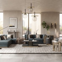 Canapé de salon de haute qualité en tissu, mobilier moderne, canapé d'angle de luxe en forme de L pour hall d'hôtel et villa