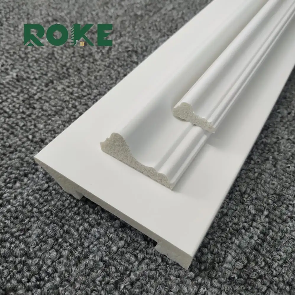 ROKE fabrika 4cm Modern beyaz Ps süpürgelik hatları plastik süpürgelik döşeme kalıplama