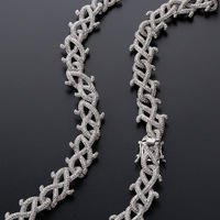 Bijoux en laiton et zircone sertis de pierres pour hommes, accessoire tendance, chaîne de collier tressée de style hip-hop européen américain