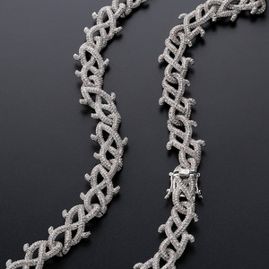 Gioielli in Ottone e Zirconia con Effetto Ghiaccio per <span class=keywords><strong>Uomo</strong></span>, Accessorio Trendy, Collana con Catena Intrecciata Stile Hip Hop Europeo e Americano - Product Image 6