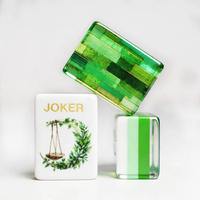 Tuiles de Mahjong Américaines en Jade Vert Émeraude, Ensemble de 160 avec Tapis, Motif Papillon Dragon Bambou, Personnalisé sur Mesure, En Stock