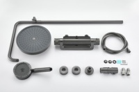 Système de colonne de douche thermostatique apparente en laiton chromé de style britannique avec mitigeur et robinets pour salle de bain
