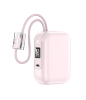 Banco de energía de alta calidad con carga rápida de 22.5W, 10000mAh, mini pantalla LED y cable dual.