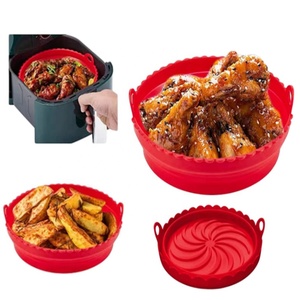 Bandeja para hornear de grado alimenticio plegable, revestimiento de <span class=keywords><strong>silicona</strong></span> redondo reutilizable para cocina, cesta, molde de <span class=keywords><strong>silicona</strong></span>, freidora de aire - Product Image 6