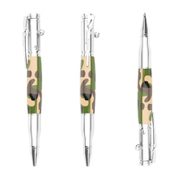 Stylo à bille en métal de style tactique - Corps multi-designs (camouflage/grain de bois/caoutchouc) Stylo pistolet à action par culbuteur de qualité supérieure