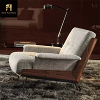 Canapé simple minimaliste italien Fauteuil de designer à dossier haut Mobilier de loisirs moderne en bois massif pour la maison Hôtel Hall Villa