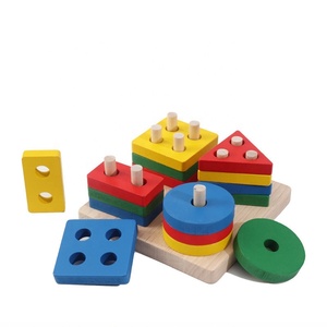 Wooden Geometric <strong>Shape</strong> Cognitive Matching Building <strong>Blocks</strong> Early Learning Educational Toys for Children - Product Image 6