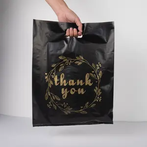 谢谢商品塑料袋超厚可重复使用塑料零售谢谢礼品店带手柄购物袋