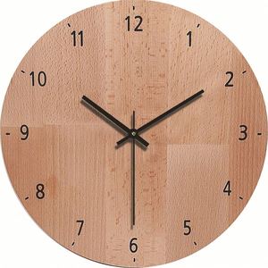 Reloj de Pared de Madera Estilo Galería de Arte, Reloj Redondo Creativo con Acabado de Madera, Regalo Ideal para el Hogar, Sala de Estar o Galería - Product Image 3