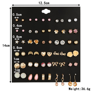 Fashion Stud <b>Earrings</b> Set 24 Pairs Mixed Design Zircon Pearl Heart Star Moon For Women Gift Jewelry Stainless Steel <b>Posts</b> - Product Image 5