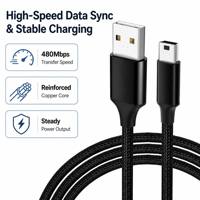 Cable USB 2.0 a Mini USB, Cable Trenzado de Nailon, Carga Rápida, Sincronización de Datos, Cable en Forma de T Mini B para Disco Duro Externo, Cámara, Dashcam, PS3